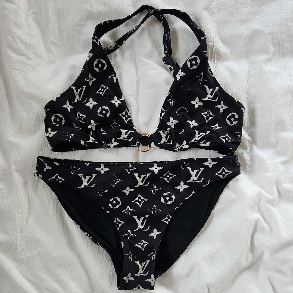 Louis Vuitton Monogram Black and White Bikini, Size Small